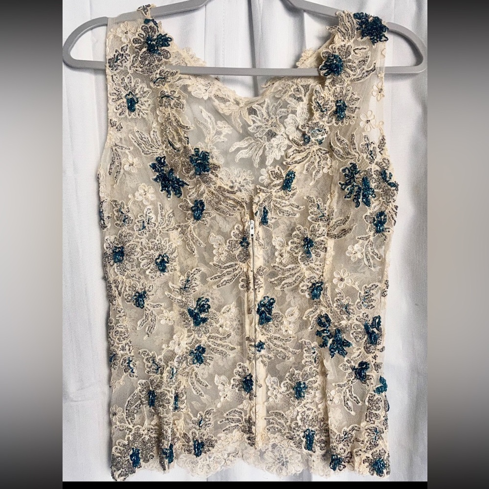 Vintage One-of-kind Embellished Lace Sleeveless Top